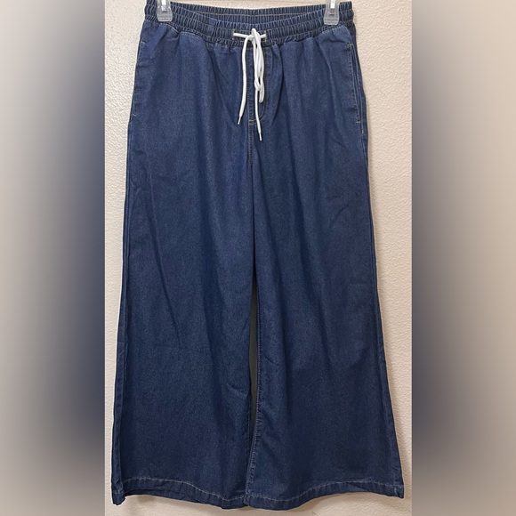 NWOT LUNE Plus Drawstring Waist Wide Leg Jeans size OXL/12 Color Blue - Picture 2 of 7